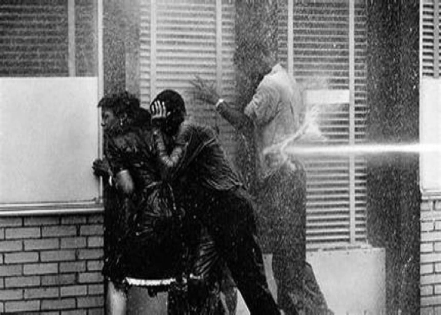 Civil rights protestors hit with a firehose